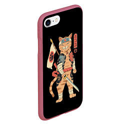 Чехол iPhone 7/8 матовый Shogun Cat, цвет: 3D-малиновый — фото 2