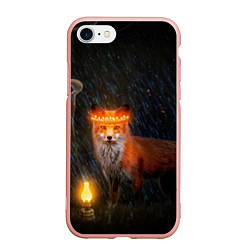 Чехол iPhone 7/8 матовый Лиса с огненной короной, цвет: 3D-светло-розовый