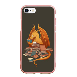 Чехол iPhone 7/8 матовый Book Dragon, цвет: 3D-светло-розовый