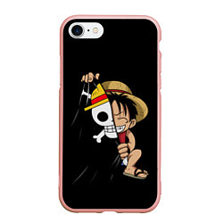 Чехол iPhone 7/8 матовый ONE PIECE ЛУФФИ ЧЕРЕП СИМВОЛ, цвет: 3D-светло-розовый