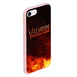 Чехол iPhone 7/8 матовый Valheim огненный лого, цвет: 3D-светло-розовый — фото 2