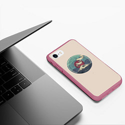Чехол iPhone 7/8 матовый Вулкан Фудзияма Япония, цвет: 3D-малиновый — фото 2