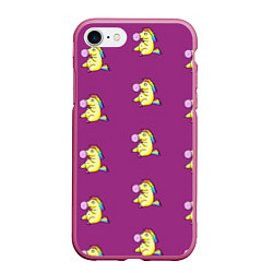 Чехол iPhone 7/8 матовый Фиолетовые пони, цвет: 3D-малиновый