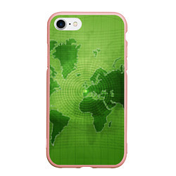 Чехол iPhone 7/8 матовый Карта мира, цвет: 3D-светло-розовый