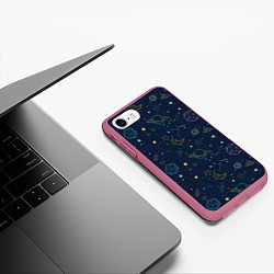 Чехол iPhone 7/8 матовый Созвездия, цвет: 3D-малиновый — фото 2