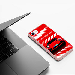 Чехол iPhone 7/8 матовый PORSCHE ПОРШЕ RED STYLE, цвет: 3D-светло-розовый — фото 2