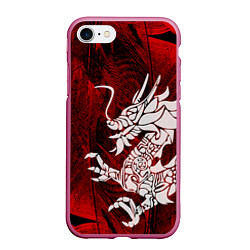 Чехол iPhone 7/8 матовый Chinese Dragon, цвет: 3D-малиновый