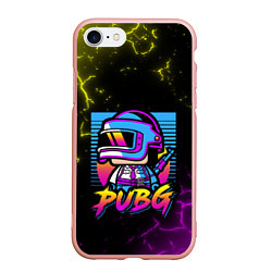Чехол iPhone 7/8 матовый PUBG RETRO NEON ПАБГ НЕОН, цвет: 3D-светло-розовый