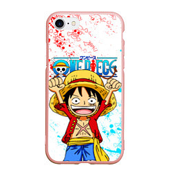 Чехол iPhone 7/8 матовый ONE PIECE ВАН ПИС GLITCH, цвет: 3D-светло-розовый