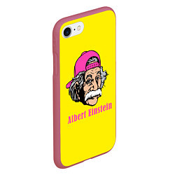 Чехол iPhone 7/8 матовый Albert Einstein, цвет: 3D-малиновый — фото 2