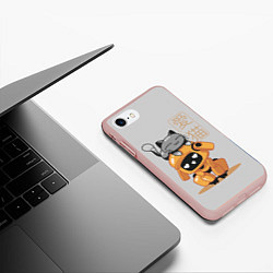 Чехол iPhone 7/8 матовый Cat and Robot ЛСР, цвет: 3D-светло-розовый — фото 2