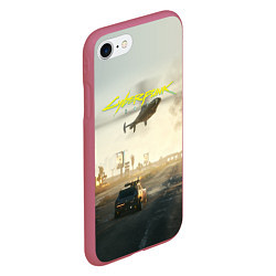 Чехол iPhone 7/8 матовый CYBERPUNK 2077 КИБЕРПАНК спина Z, цвет: 3D-малиновый — фото 2