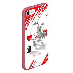 Чехол iPhone 7/8 матовый Love, Death and Cats Любов, смерть и котики Z, цвет: 3D-малиновый — фото 2