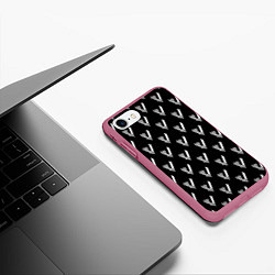 Чехол iPhone 7/8 матовый Викинги Лого Паттерн Vikings Pattern Z, цвет: 3D-малиновый — фото 2