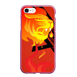 Чехол iPhone 7/8 матовый Огненный лев, цвет: 3D-малиновый