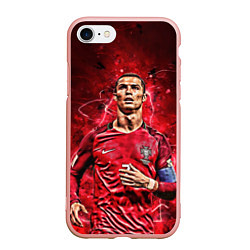 Чехол iPhone 7/8 матовый Cristiano Ronaldo Portugal, цвет: 3D-светло-розовый