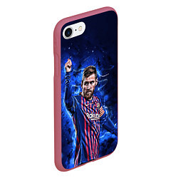 Чехол iPhone 7/8 матовый Lionel Messi Barcelona 10, цвет: 3D-малиновый — фото 2