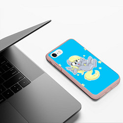 Чехол iPhone 7/8 матовый Пони в звёздном небе, цвет: 3D-светло-розовый — фото 2