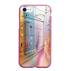Чехол iPhone 7/8 матовый Город, цвет: 3D-малиновый