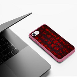 Чехол iPhone 7/8 матовый Иероглифы 3D, цвет: 3D-малиновый — фото 2