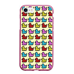 Чехол iPhone 7/8 матовый Утиный фон Утки Ducks, цвет: 3D-малиновый
