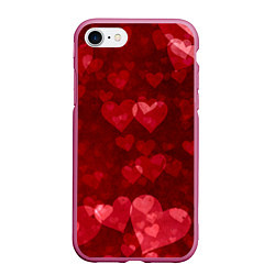 Чехол iPhone 7/8 матовый СЕРДЕЧКИ HEARTS Z, цвет: 3D-малиновый