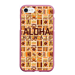 Чехол iPhone 7/8 матовый АЛОХА ГАВАЙИ, ALOHA, SUMMER, цвет: 3D-малиновый