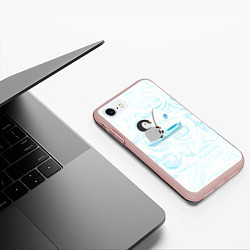 Чехол iPhone 7/8 матовый Пингвин рыбачит, цвет: 3D-светло-розовый — фото 2