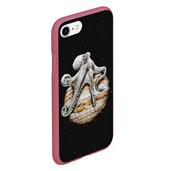 Чехол iPhone 7/8 матовый Planetary Octopus, цвет: 3D-малиновый — фото 2