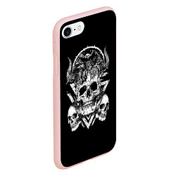 Чехол iPhone 7/8 матовый Черепа и Вороны Skulls Raven, цвет: 3D-светло-розовый — фото 2