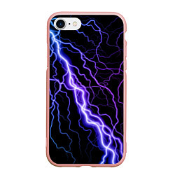 Чехол iPhone 7/8 матовый НЕОНОВАЯ МОЛНИЯ ГРОЗА, цвет: 3D-светло-розовый