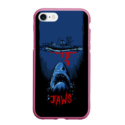 Чехол iPhone 7/8 матовый Jaws movie, цвет: 3D-малиновый