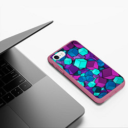 Чехол iPhone 7/8 матовый СИРЕНЕВЫЕ КУБЫ, цвет: 3D-малиновый — фото 2