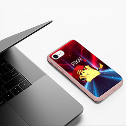 Чехол iPhone 7/8 матовый Пикачу в бейсболке, цвет: 3D-светло-розовый — фото 2