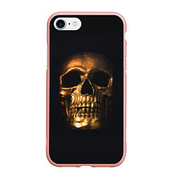 Чехол iPhone 7/8 матовый Golden Skull, цвет: 3D-светло-розовый