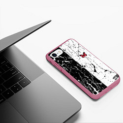 Чехол iPhone 7/8 матовый ЧБ ГРАНЖ RED BUTTERFLY Z, цвет: 3D-малиновый — фото 2