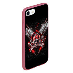 Чехол iPhone 7/8 матовый Skull of Gears, цвет: 3D-малиновый — фото 2