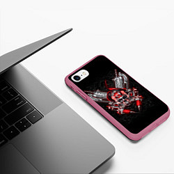 Чехол iPhone 7/8 матовый Skull of Gears, цвет: 3D-малиновый — фото 2