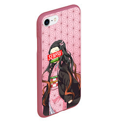 Чехол iPhone 7/8 матовый SENPAI NEZUKO НЕЗУКО ПАТТЕРН, цвет: 3D-малиновый — фото 2