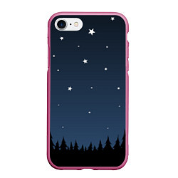 Чехол iPhone 7/8 матовый Ночное небо, цвет: 3D-малиновый