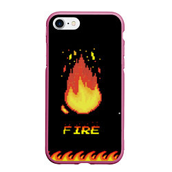 Чехол iPhone 7/8 матовый FIRE, цвет: 3D-малиновый