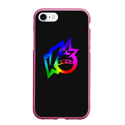 Чехол iPhone 7/8 матовый Knockout city Rainbow logo, цвет: 3D-малиновый