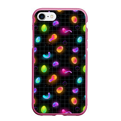 Чехол iPhone 7/8 матовый Ночные фонарики-светлячки, цвет: 3D-малиновый