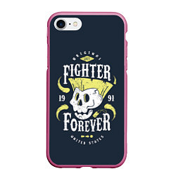 Чехол iPhone 7/8 матовый Fighter forever, цвет: 3D-малиновый