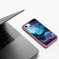 Чехол iPhone 7/8 матовый Космическое море, цвет: 3D-малиновый — фото 2