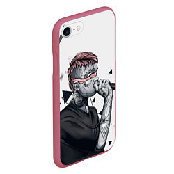 Чехол iPhone 7/8 матовый Blind Lil Peep, цвет: 3D-малиновый — фото 2