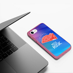 Чехол iPhone 7/8 матовый PIZZA MUSIC, цвет: 3D-малиновый — фото 2