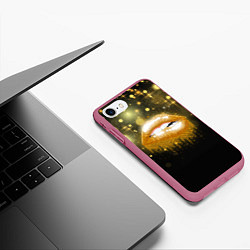 Чехол iPhone 7/8 матовый Губы, цвет: 3D-малиновый — фото 2