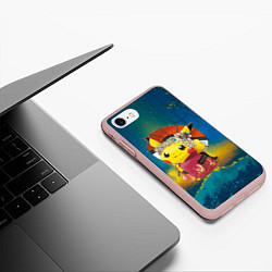 Чехол iPhone 7/8 матовый Пикачу гейша, цвет: 3D-светло-розовый — фото 2