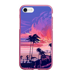 Чехол iPhone 7/8 матовый Пейзаж, цвет: 3D-малиновый